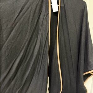 Ann Taylor Black Wrap with Tan Edging